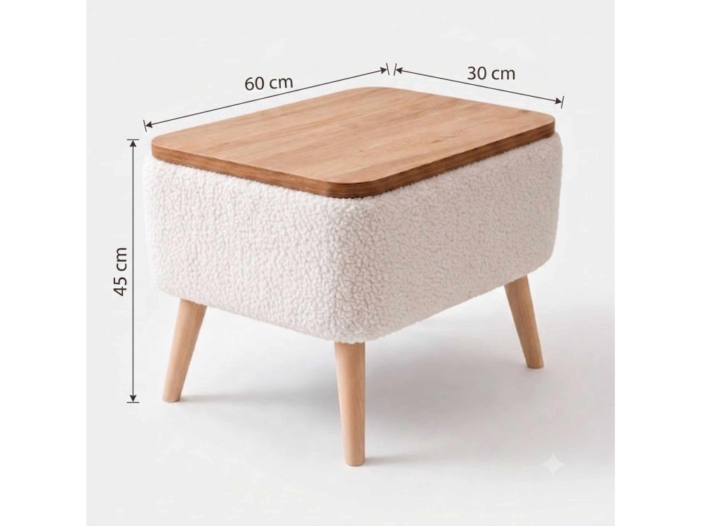 Beistelltisch aus Holz „Nora“ – 60 x 30 x 45 cm – Weiß