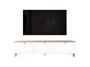 TV-Möbel aus Holz „Nord“ – 180 x 32 x 45 cm – Weiß / Eiche