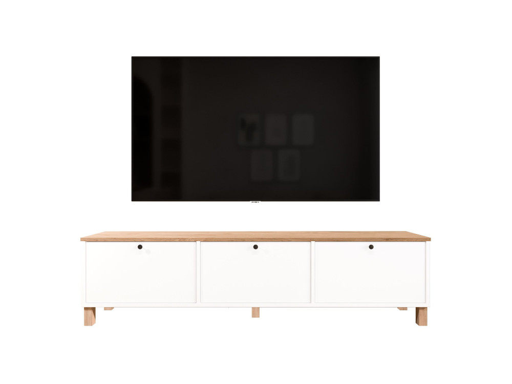 TV-Möbel aus Holz „Nord“ – 180 x 32 x 45 cm – Weiß / Eiche