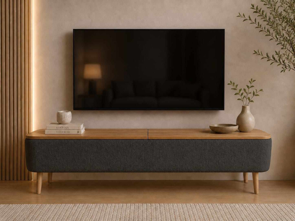 TV-Möbel aus Holz „Sarven“ – 120 x 30 x 45 cm – Anthrazit