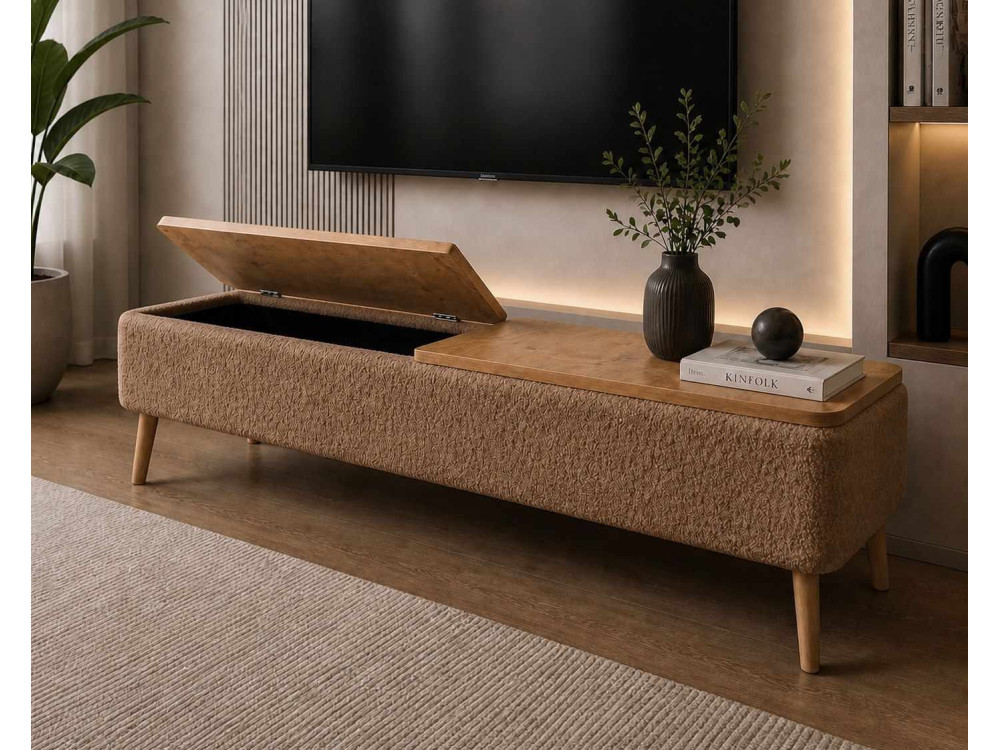 TV-Schrank aus Holz „Sarven“ – 120 x 30 x 45 cm – Braun