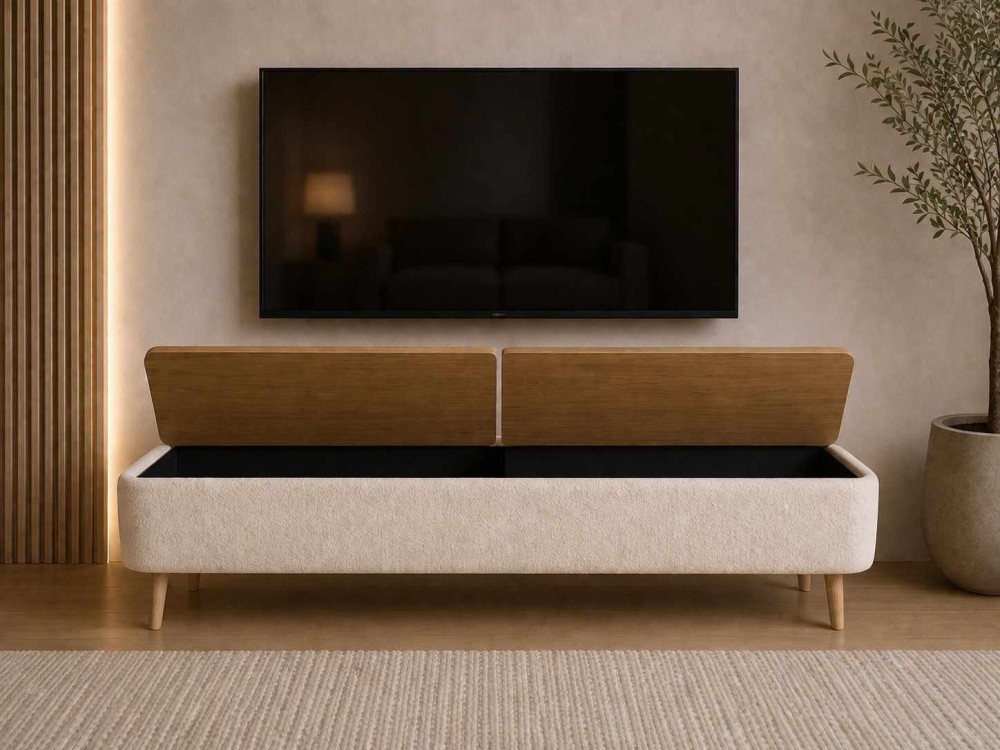TV-Schrank aus Holz „Sarven“ – 120 x 30 x 45 cm – Weiß