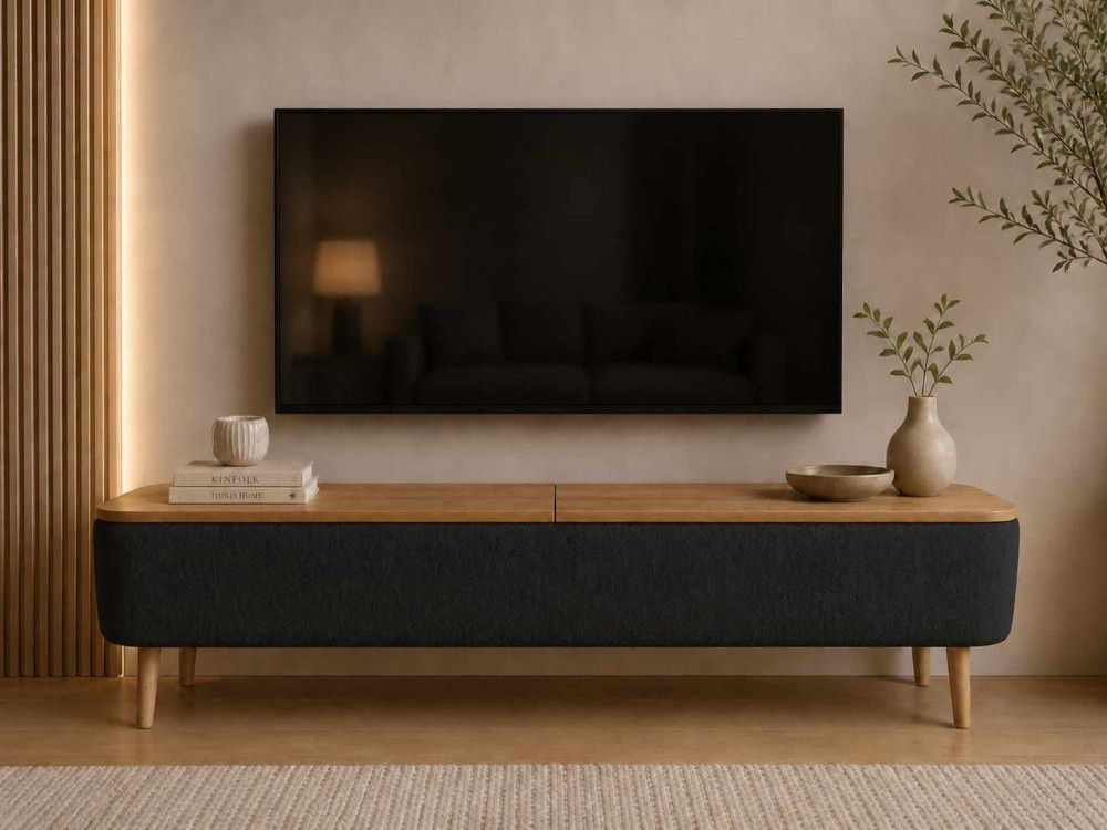 TV-Möbel aus Holz „Sarven“ – 120 x 30 x 45 cm – Schwarz