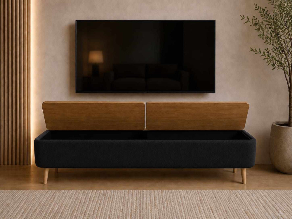 TV-Möbel aus Holz „Sarven“ – 120 x 30 x 45 cm – Schwarz