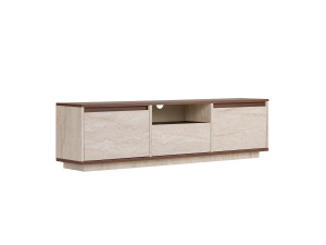 TV-Möbel aus Holz „Sentinel“ – 160 x 30 x 42 cm – Travertin / Nussbaum Milano
