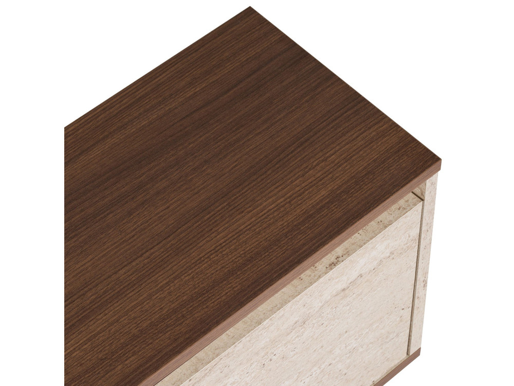TV-Möbel aus Holz „Sentinel“ – 160 x 30 x 42 cm – Travertin / Nussbaum Milano