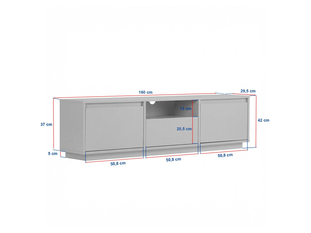 TV-Möbel aus Holz „Sentinel“ – 160 x 30 x 42 cm – Travertin / Nussbaum Milano