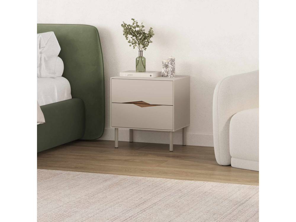 Nachttisch aus Holz „MARQUISE“ – 50 x 35 x 52 cm – Steingut / Dunkles Oud