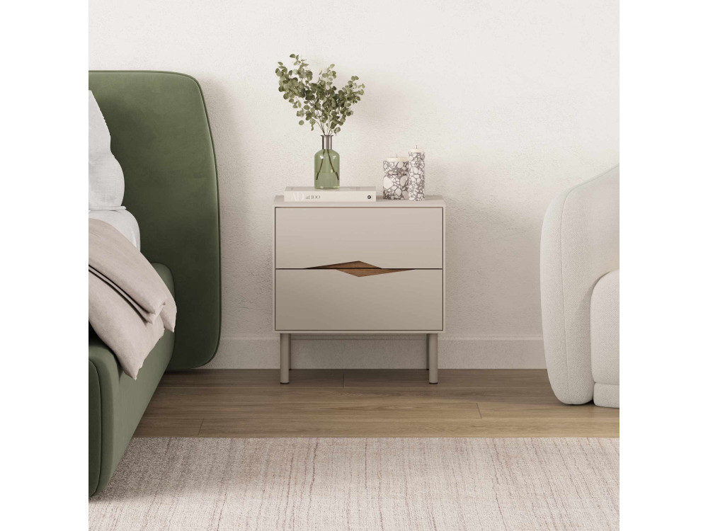 Nachttisch aus Holz „MARQUISE“ – 50 x 35 x 52 cm – Steingut / Dunkles Oud