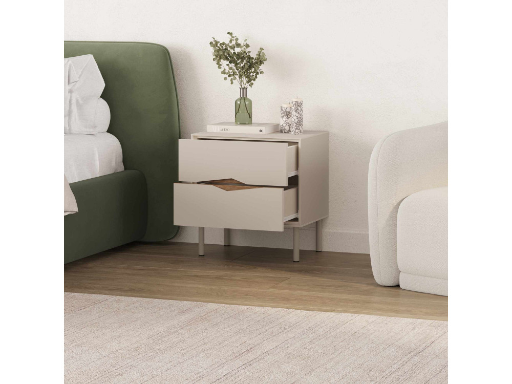 Nachttisch aus Holz „MARQUISE“ – 50 x 35 x 52 cm – Steingut / Dunkles Oud