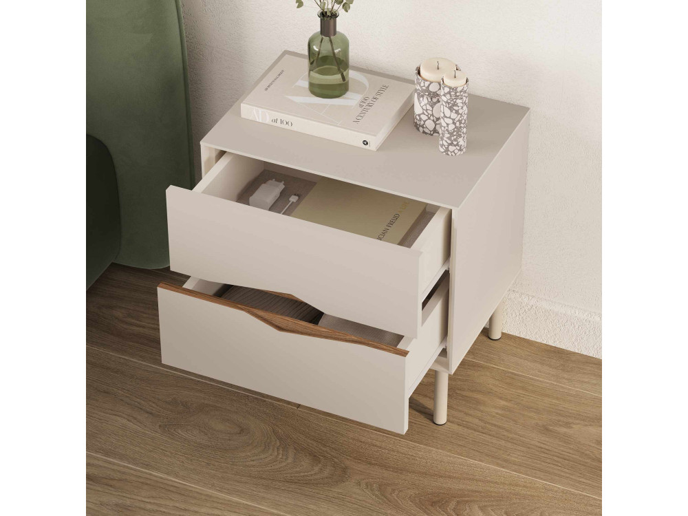 Nachttisch aus Holz „MARQUISE“ – 50 x 35 x 52 cm – Steingut / Dunkles Oud