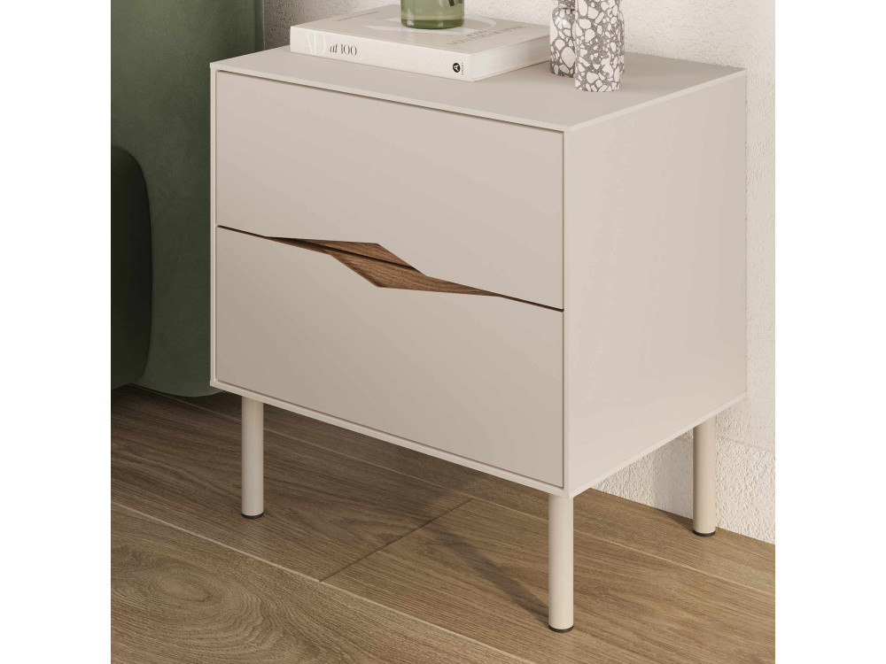 Nachttisch aus Holz „MARQUISE“ – 50 x 35 x 52 cm – Steingut / Dunkles Oud