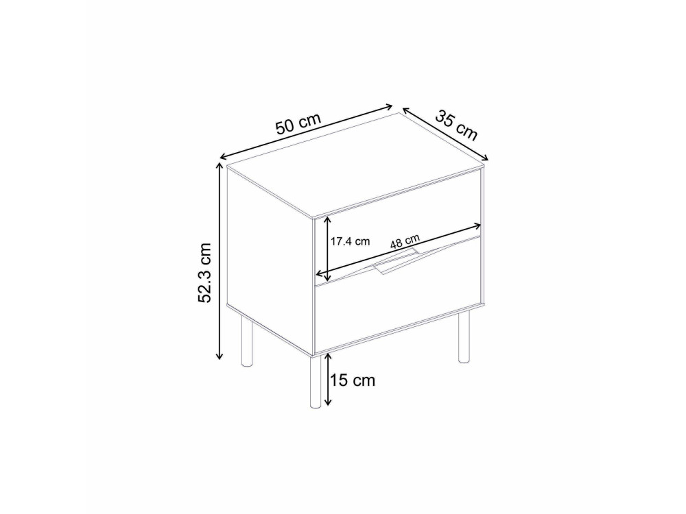 Nachttisch aus Holz „MARQUISE“ – 50 x 35 x 52 cm – Steingut / Dunkles Oud
