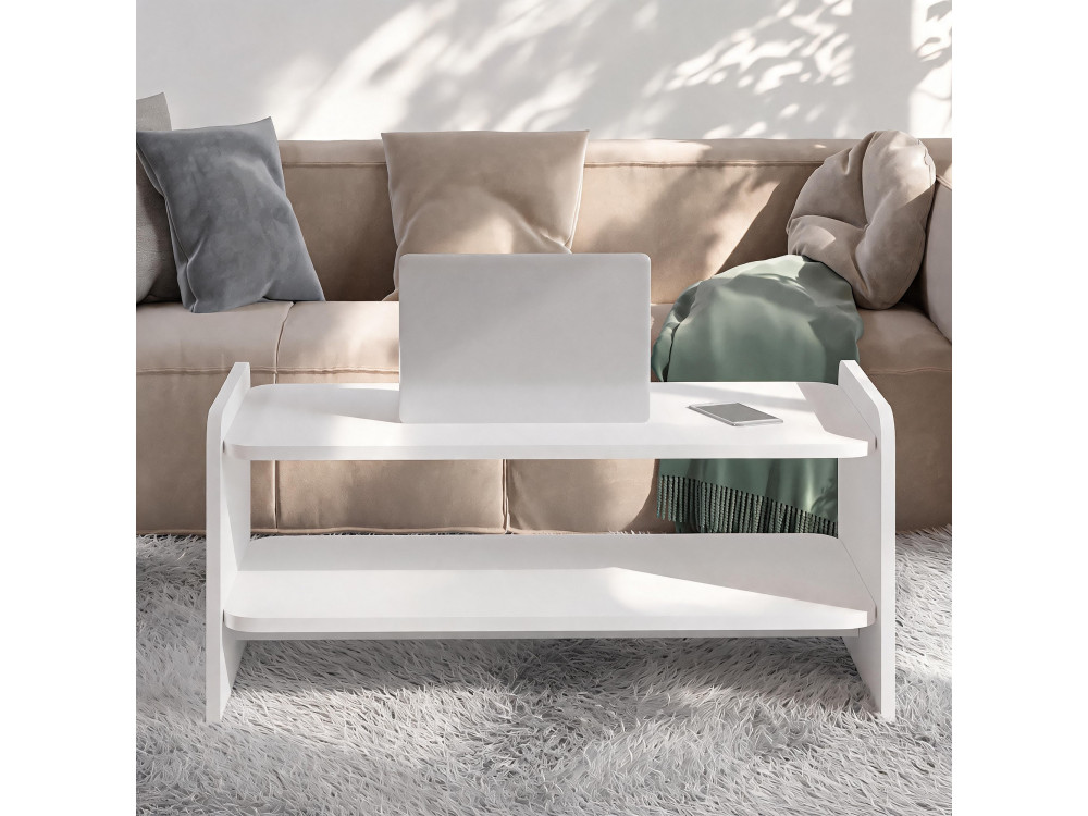 Holz-Couchtisch „Amon“ – 90 x 45 x 40 cm – Weiß