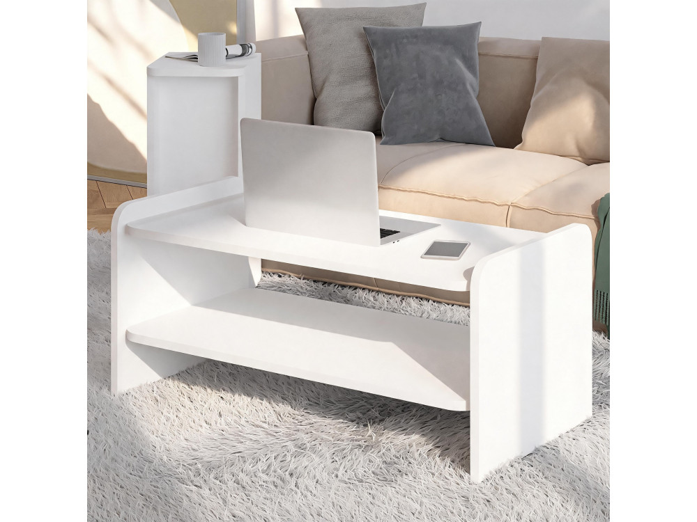 Holz-Couchtisch „Amon“ – 90 x 45 x 40 cm – Weiß