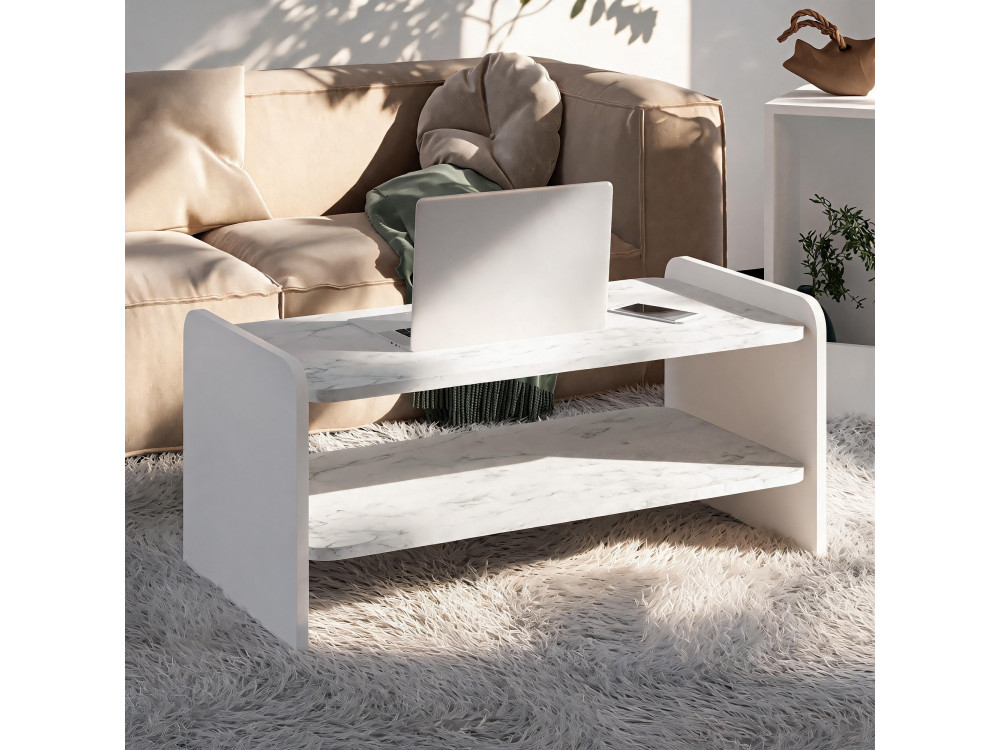 Holz-Couchtisch „Amon“ – 90 x 45 x 40 cm – Weiß