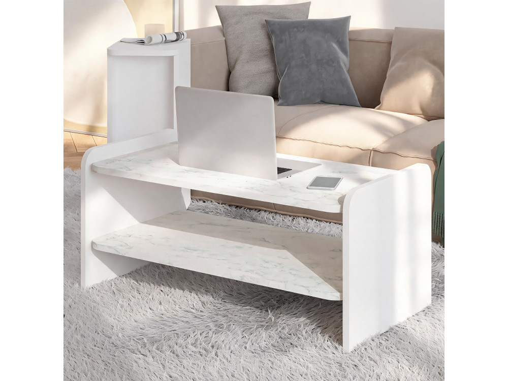Holz-Couchtisch „Amon“ – 90 x 45 x 40 cm – Weiß