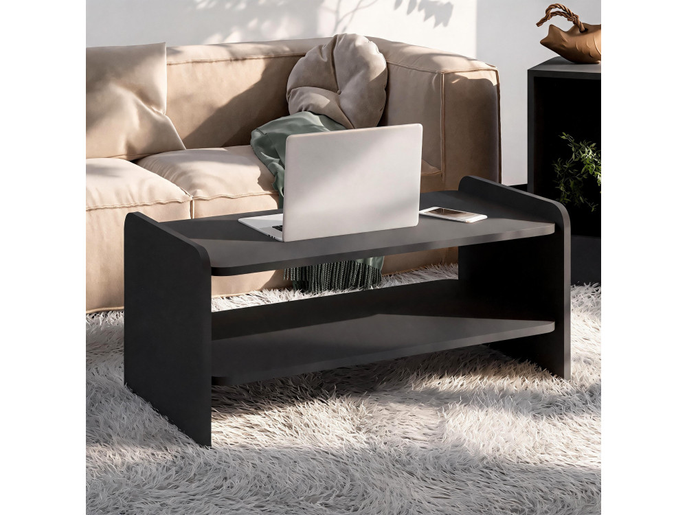 Holz-Couchtisch „Amon“ – 89,8 x 39,8 x 44,8 cm – Anthrazit