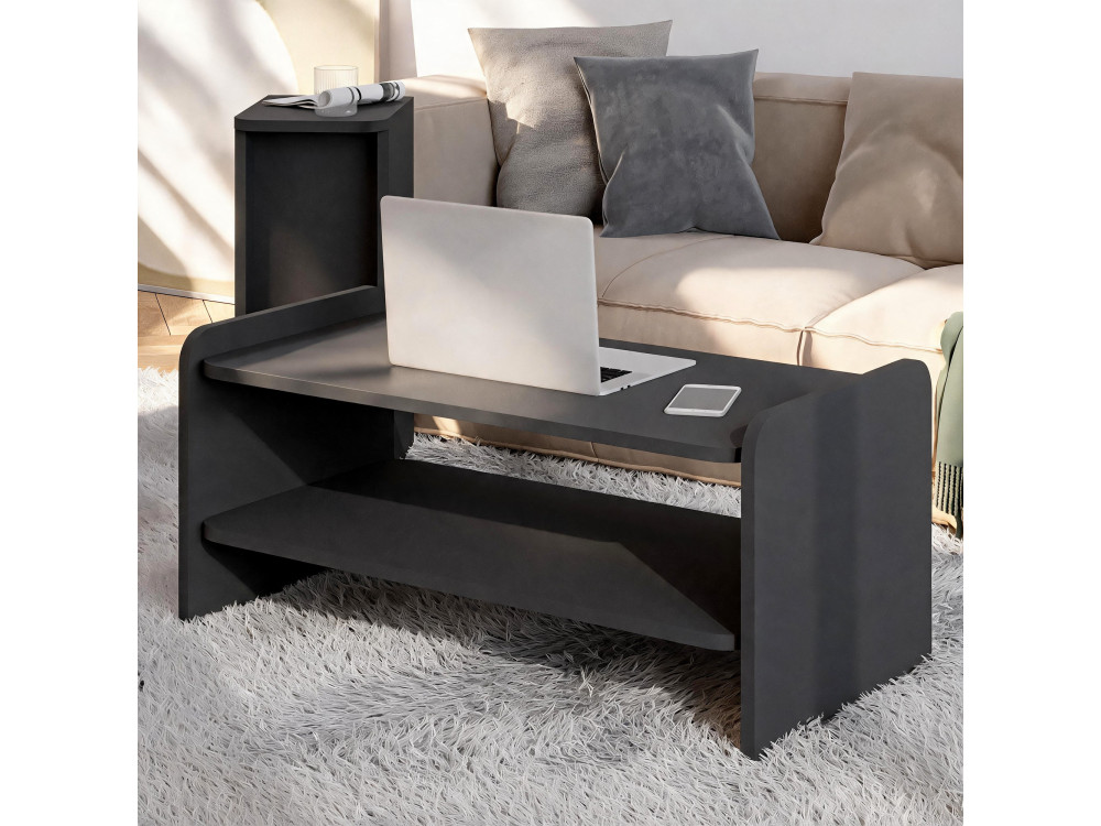 Holz-Couchtisch „Amon“ – 89,8 x 39,8 x 44,8 cm – Anthrazit