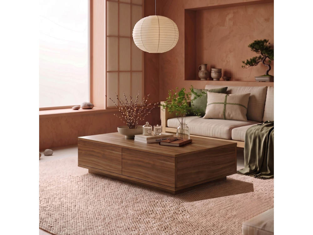 Holz-Couchtisch „Ave14“ – 90 x 28,6 x 60 cm – Nussbaum