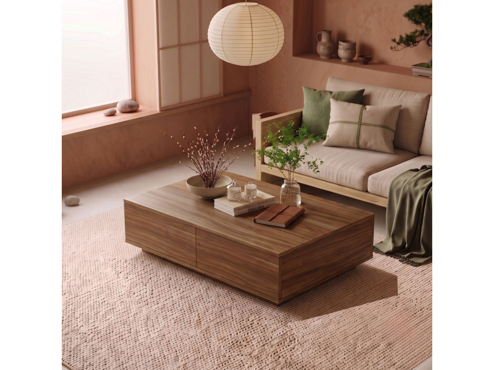 Holz-Couchtisch „Ave14“ – 90 x 28,6 x 60 cm – Nussbaum