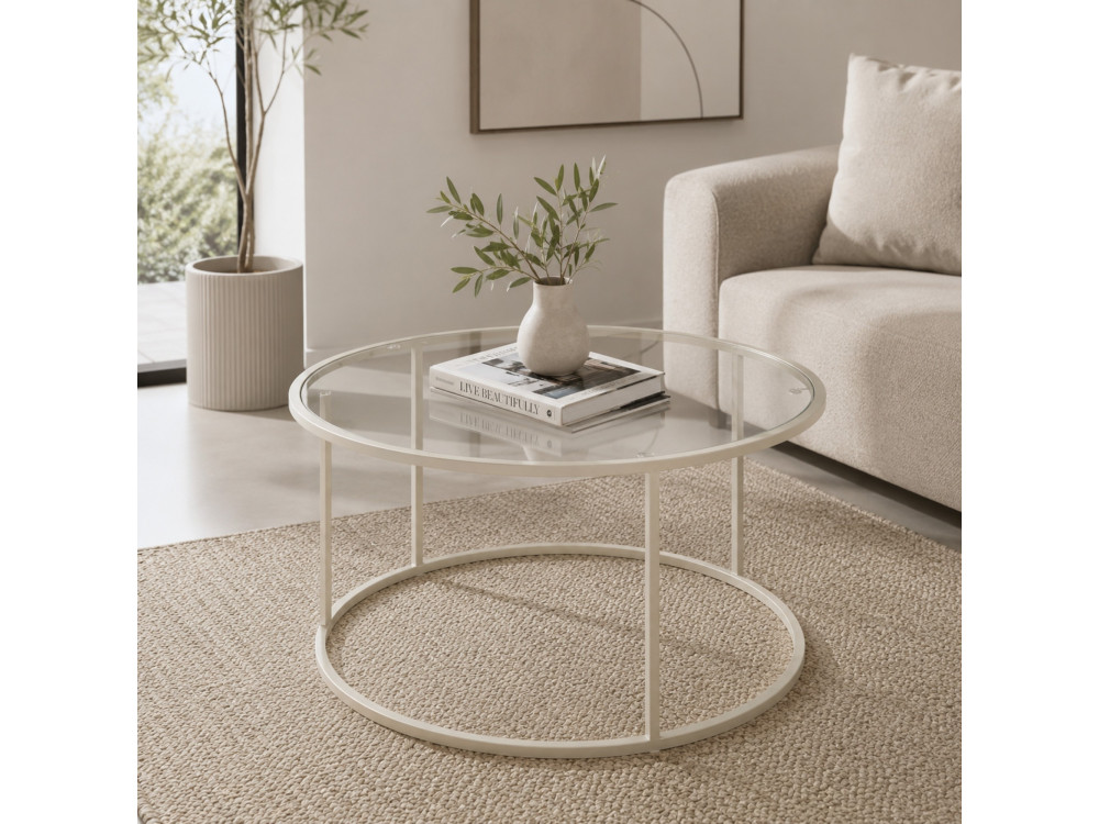 Holz-Couchtisch „Beige-Trs-80-Nrd-Srk“ – 80 x 80 x 43 cm – Beige
