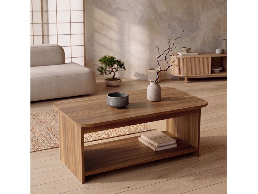 Holz-Couchtisch „Chb1“ – 100 x 41,8 x 50 cm – Nussbaum