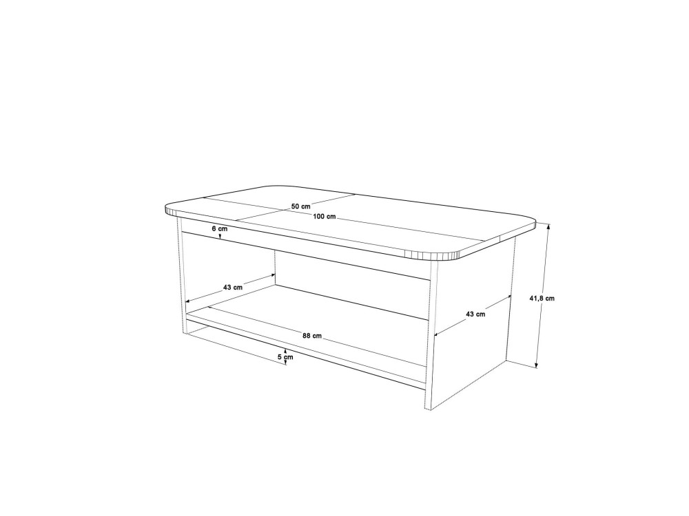 Holz-Couchtisch „Chb1“ – 100 x 41,8 x 50 cm – Nussbaum