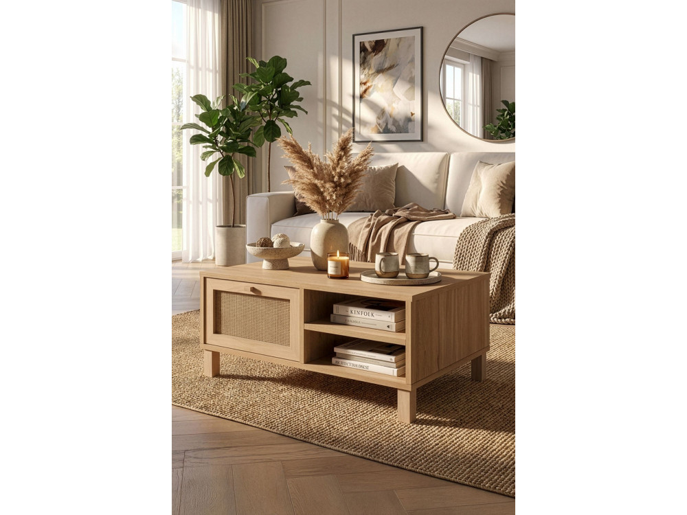 Holz-Couchtisch „Dune“ – 90 x 60 x 39 cm – Eiche