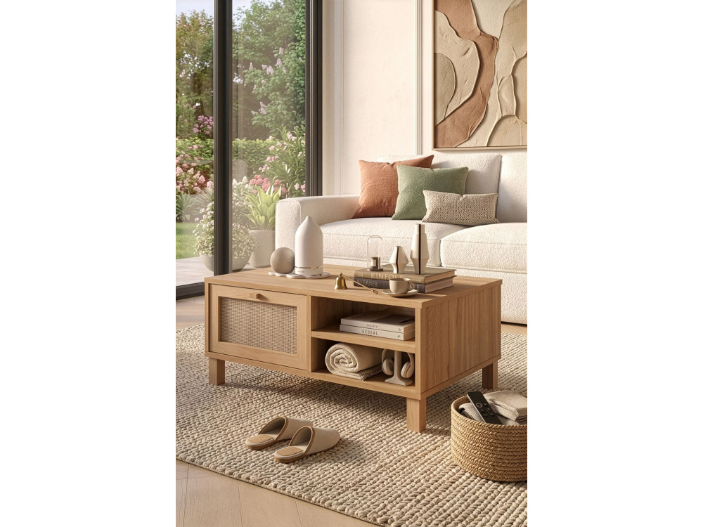 Holz-Couchtisch „Dune“ – 90 x 60 x 39 cm – Eiche