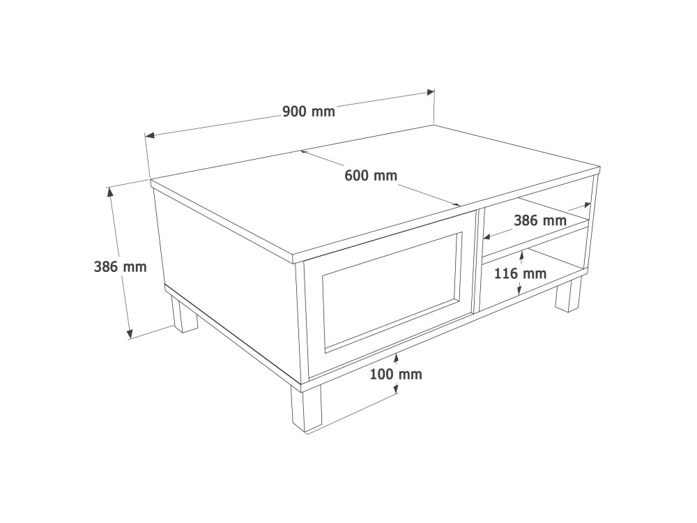 Holz-Couchtisch „Dune“ – 90 x 60 x 39 cm – Eiche