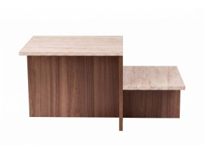 Holz-Couchtisch „Harmony“ – 80 x 40 x 40 cm – Travertin