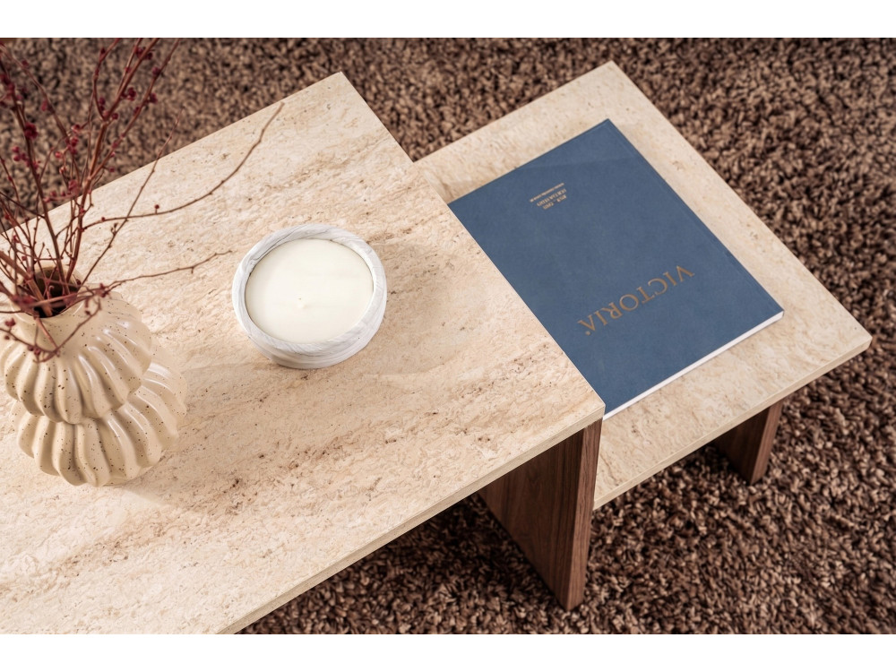 Holz-Couchtisch „Harmony“ – 80 x 40 x 40 cm – Travertin