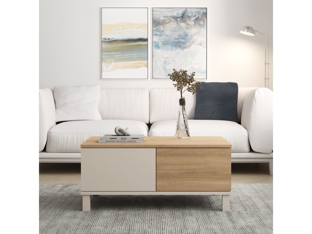 Holz-Couchtisch „Mood“ – 90 x 60 x 40 cm – Sandfarben