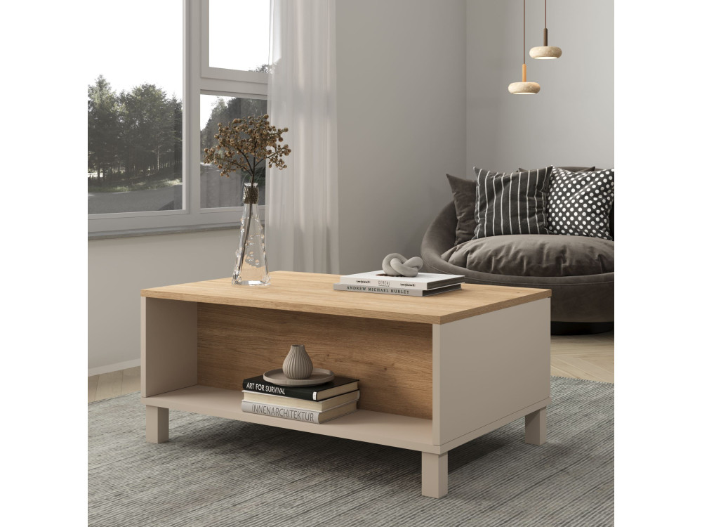 Holz-Couchtisch „Mood“ – 90 x 60 x 40 cm – Sandfarben