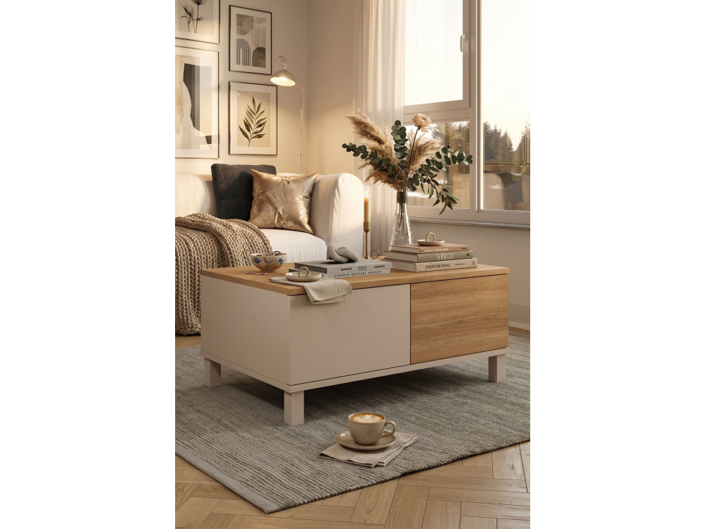 Holz-Couchtisch „Mood“ – 90 x 60 x 40 cm – Sandfarben