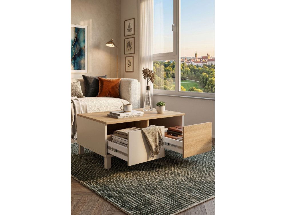 Holz-Couchtisch „Mood“ – 90 x 60 x 40 cm – Sandfarben