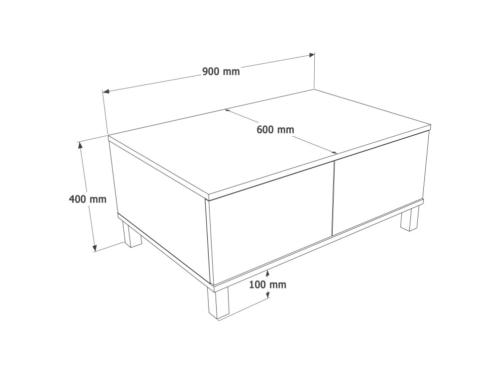 Holz-Couchtisch „Mood“ – 90 x 60 x 40 cm – Sandfarben