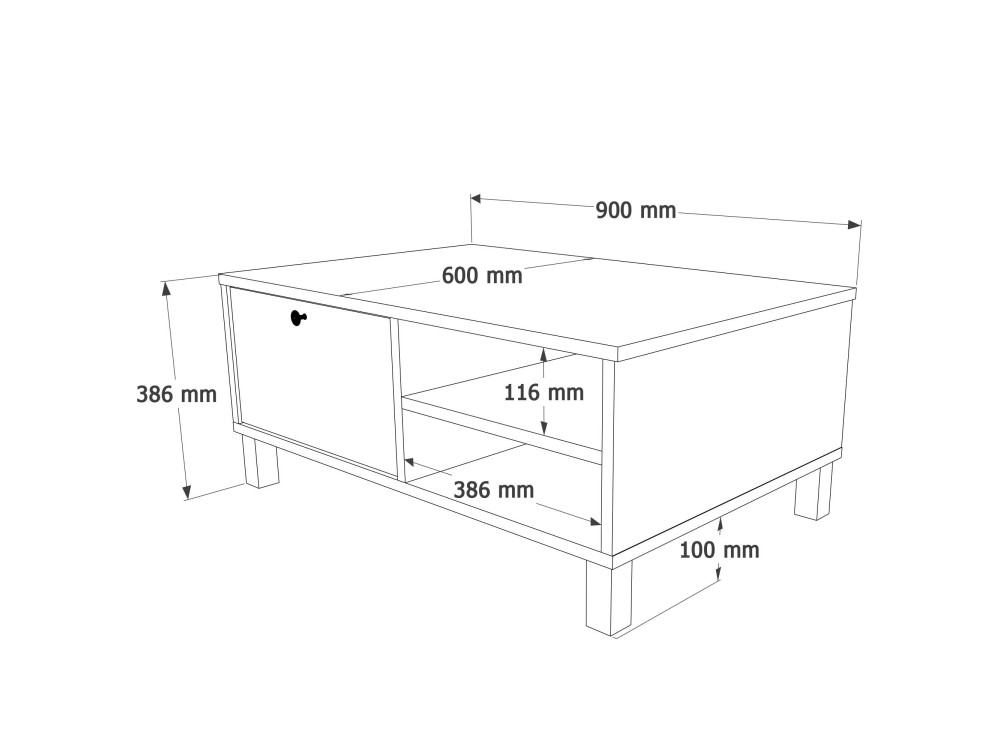 Holz-Couchtisch „Nord“ – 90 x 60 x 38 cm – Weiß