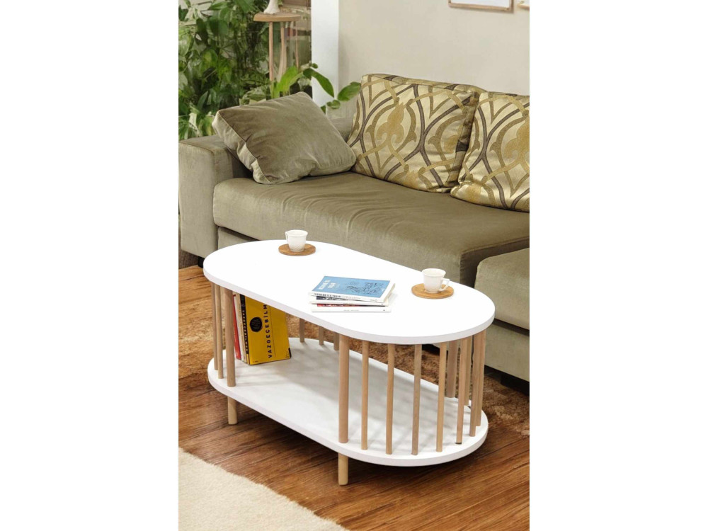 Holz-Couchtisch „Peka-0111“ – 90 x 45 x 43 cm – Weiß