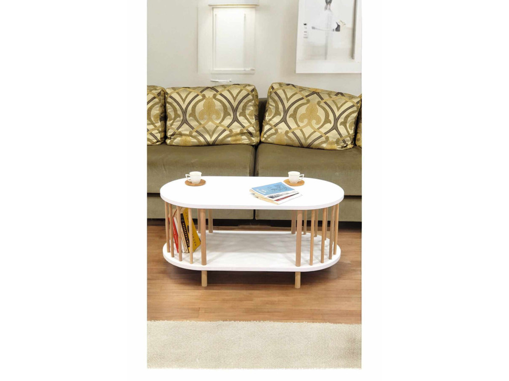 Holz-Couchtisch „Peka-0111“ – 90 x 45 x 43 cm – Weiß