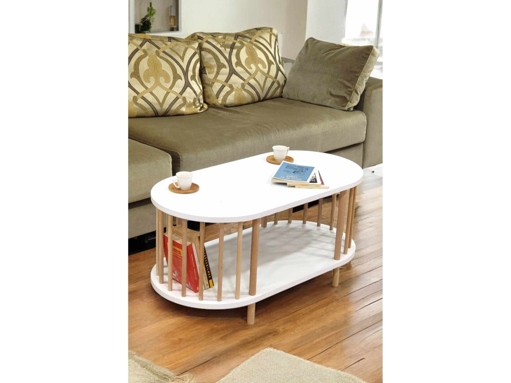 Holz-Couchtisch „Peka-0111“ – 90 x 45 x 43 cm – Weiß