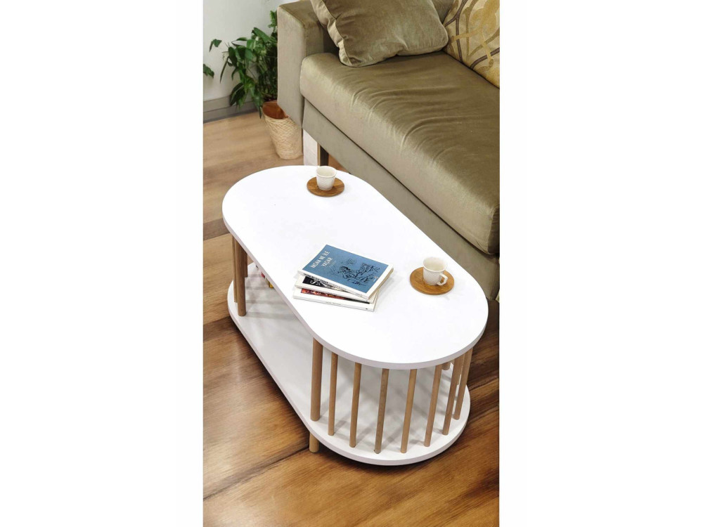 Holz-Couchtisch „Peka-0111“ – 90 x 45 x 43 cm – Weiß
