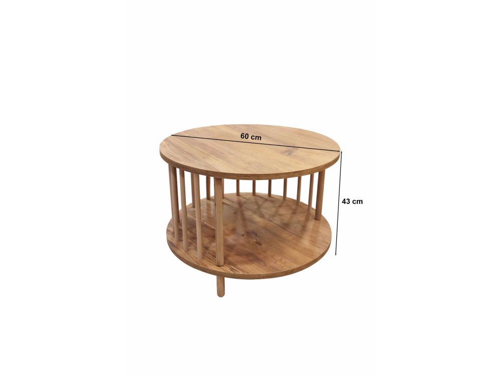 Holz-Couchtisch „Peka-0108“ – 60 x 43 cm – Kiefer