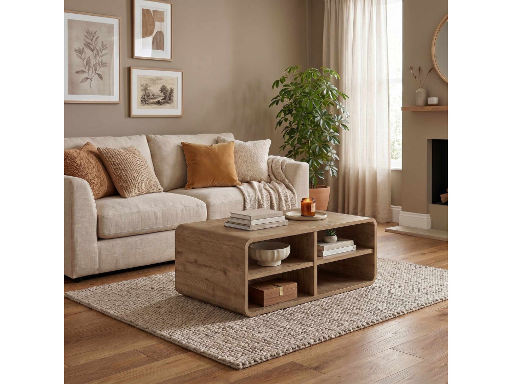 Holz-Couchtisch „ROVEL“ – 80 x 50 x 32 cm – Naturfarben