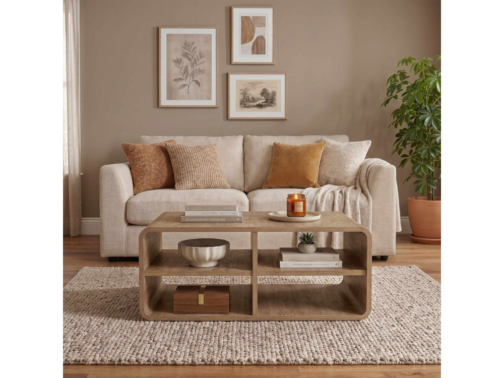 Holz-Couchtisch „ROVEL“ – 80 x 50 x 32 cm – Naturfarben