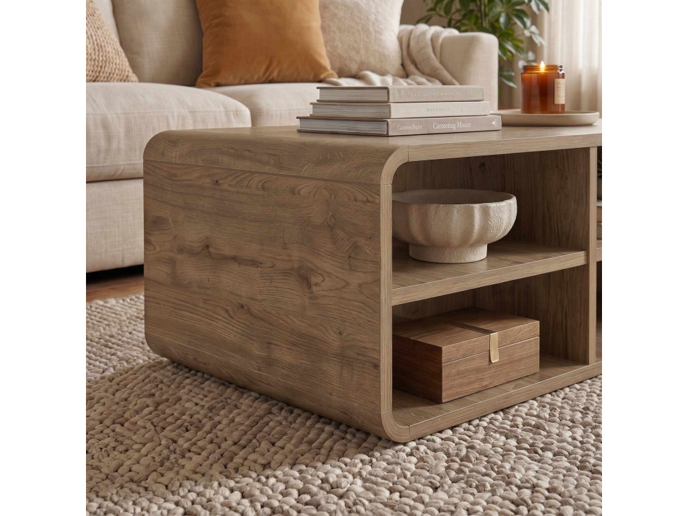 Holz-Couchtisch „ROVEL“ – 80 x 50 x 32 cm – Naturfarben