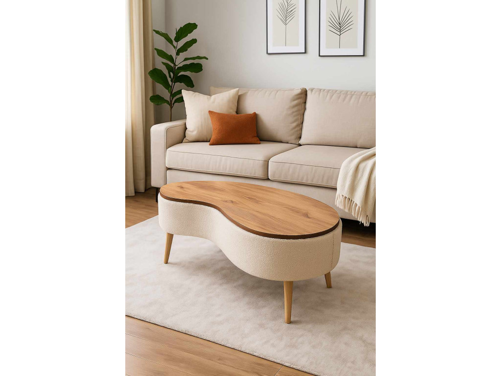 Holz-Couchtisch „Vera“ – 98 x 50 x 45 cm – Beige