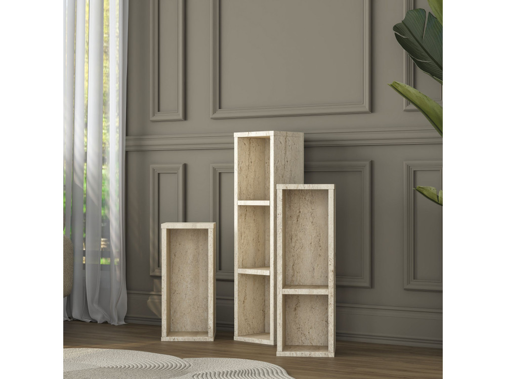 Beistelltisch-Set aus Holz „AD106“ – 20 x 18 x 80 cm – Travertin