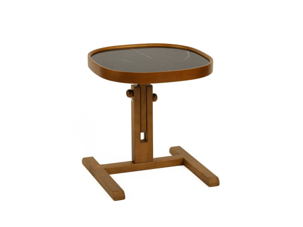 Beistelltisch aus Holz „Opus Kare 42“ – 42 x 42 x 57 cm – Nussbaum / schwarzer Marmor